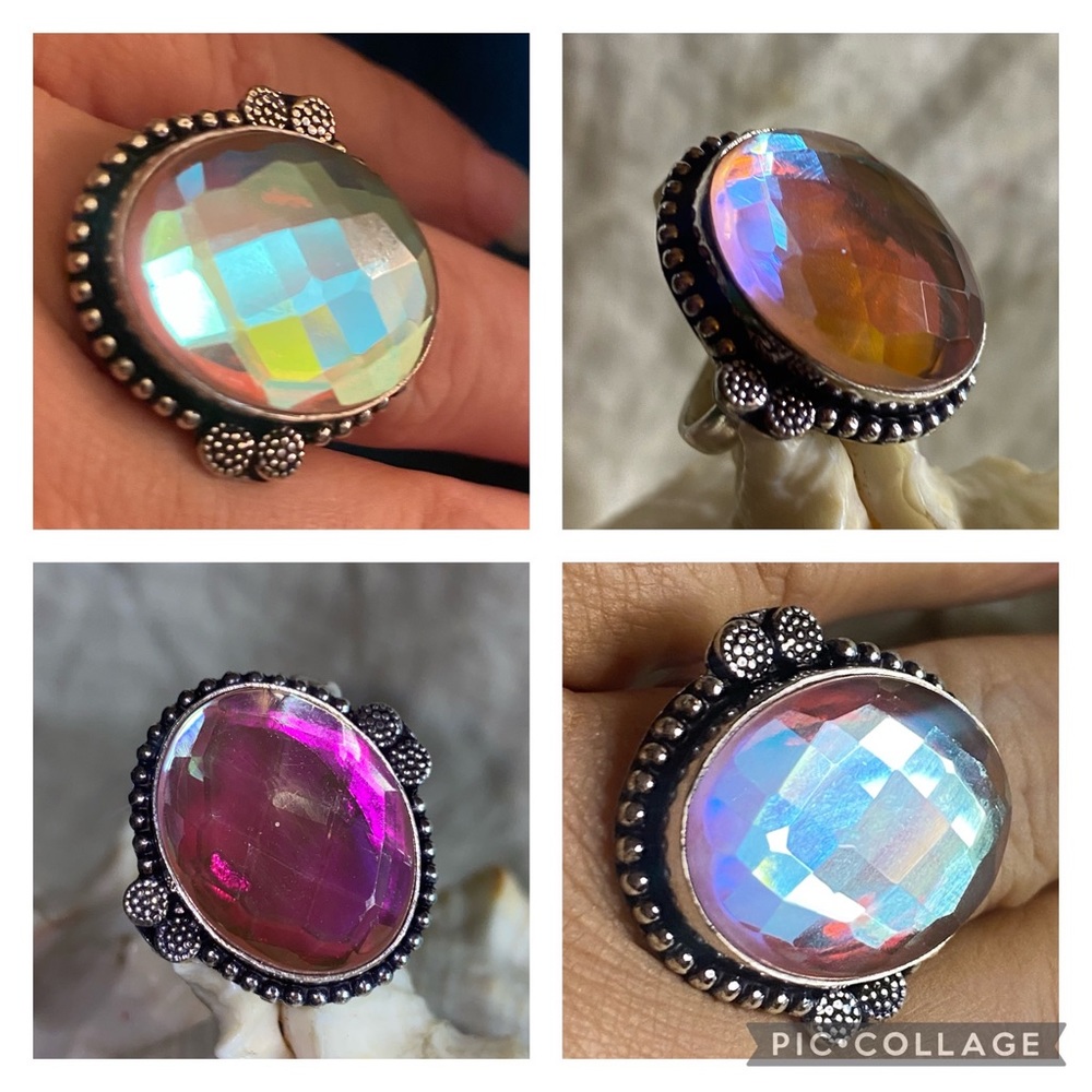 Rainbow Mystic Topaz Handcrafted 925 statement ring